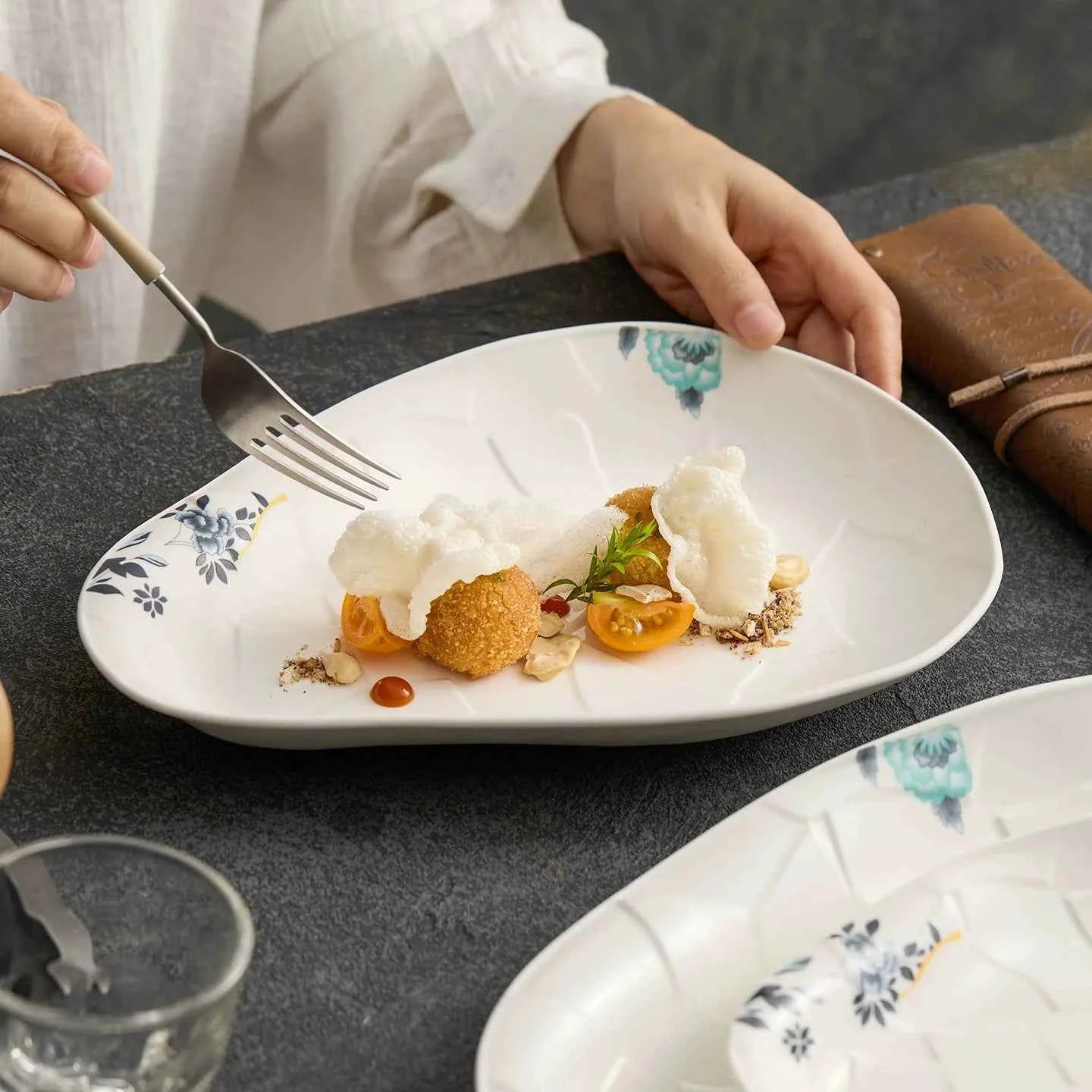 Flowform Porcelain Plate — Inspired by Natural Motion and Cracked Earth