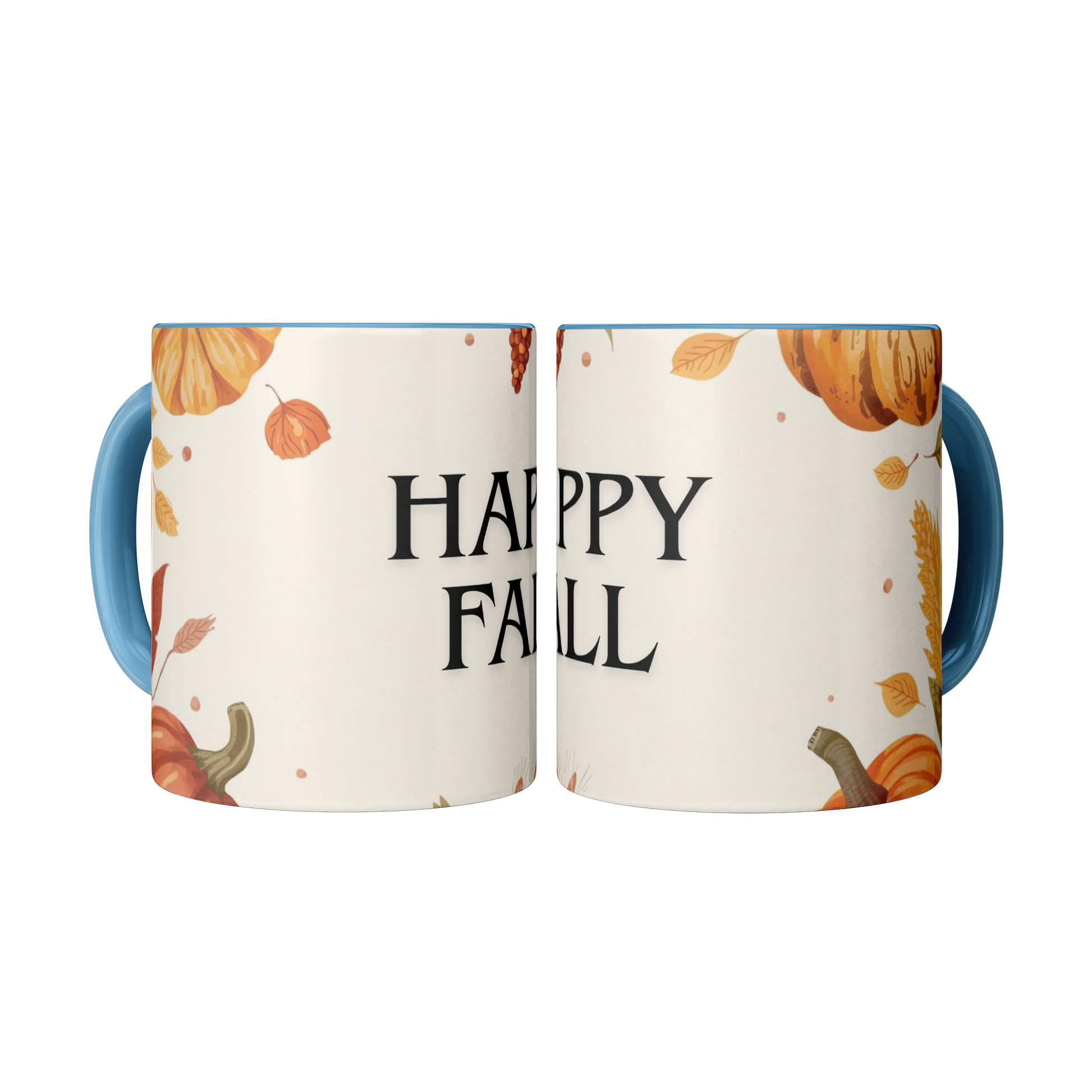 Happy Fall Mug Blue Handle