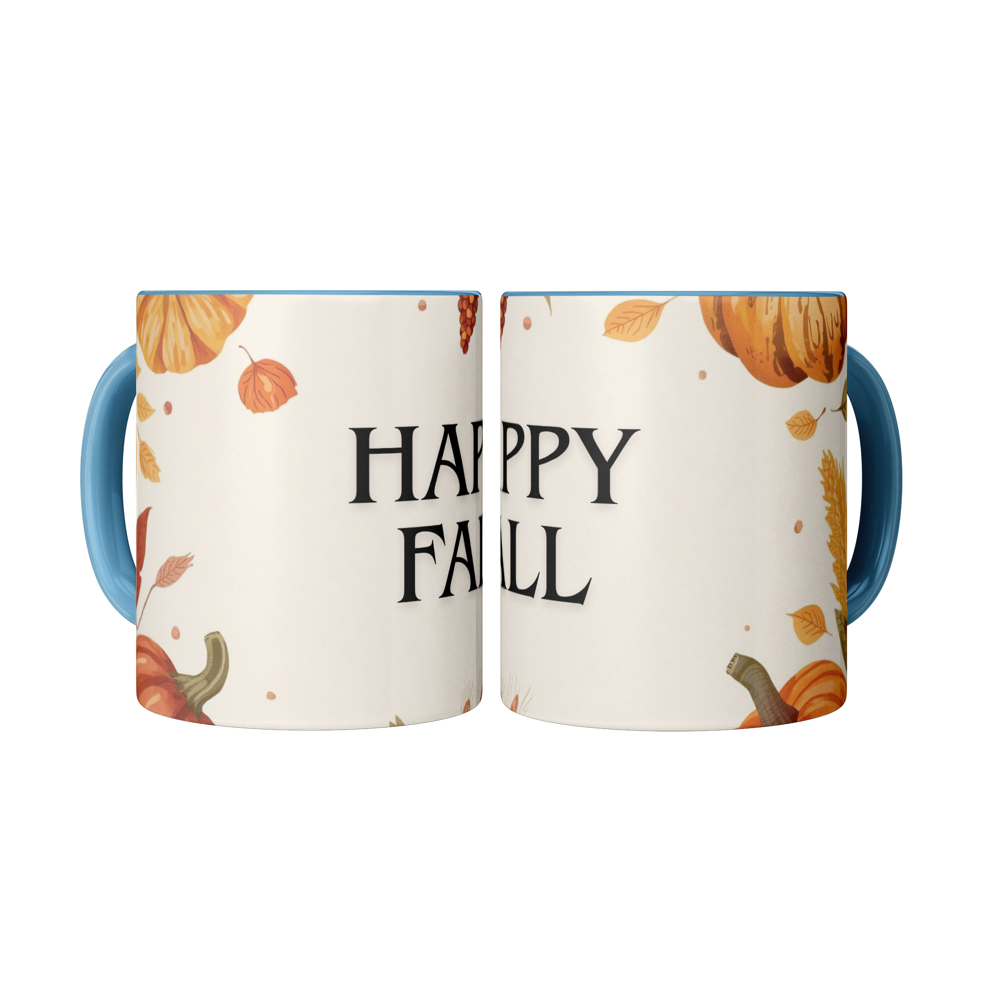 Happy Fall Mug Blue Handle