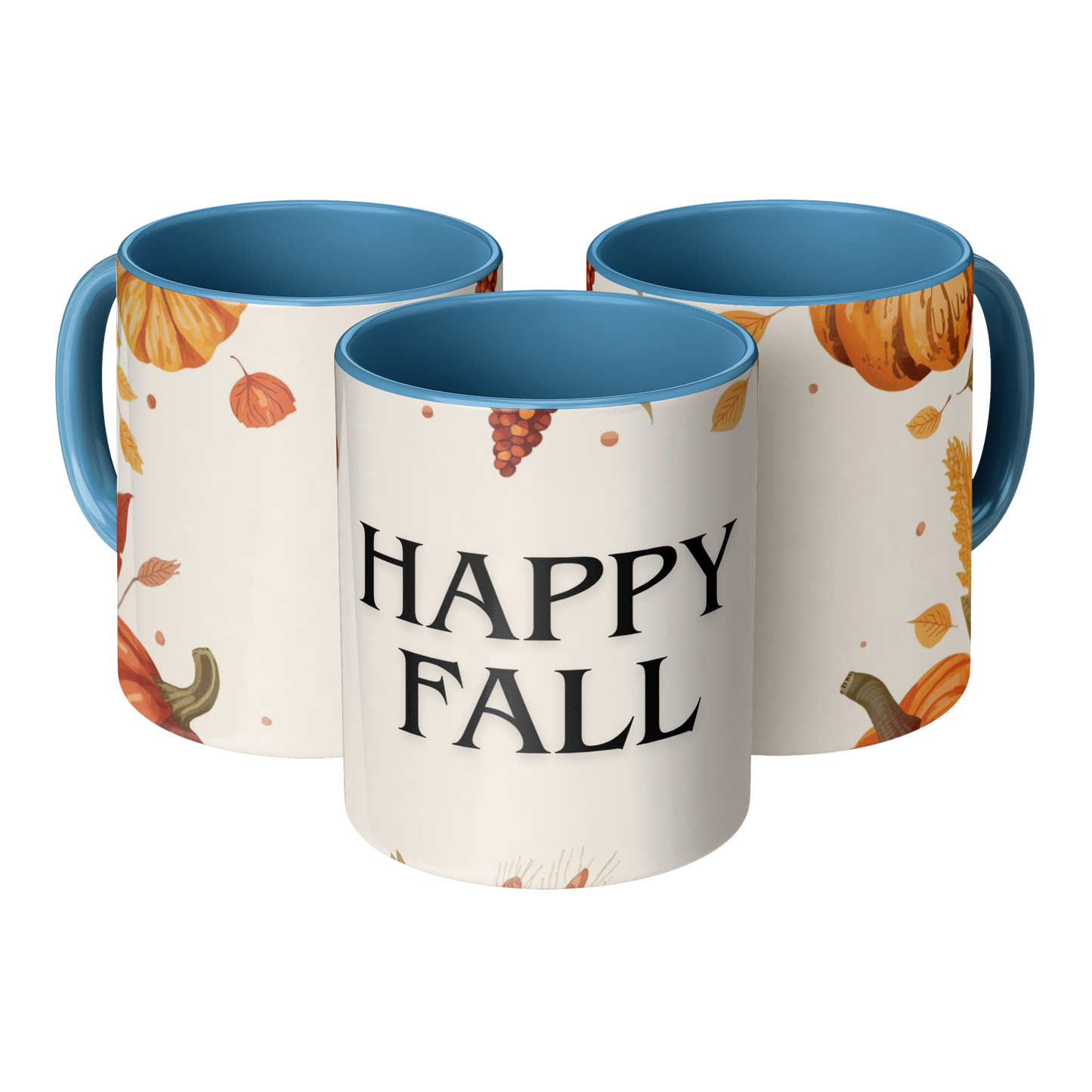 Happy Fall Mug Blue Handle