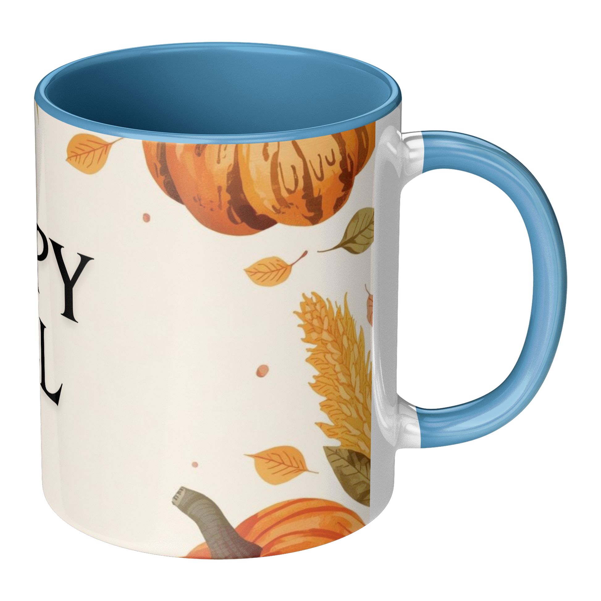 Happy Fall Mug Blue Handle