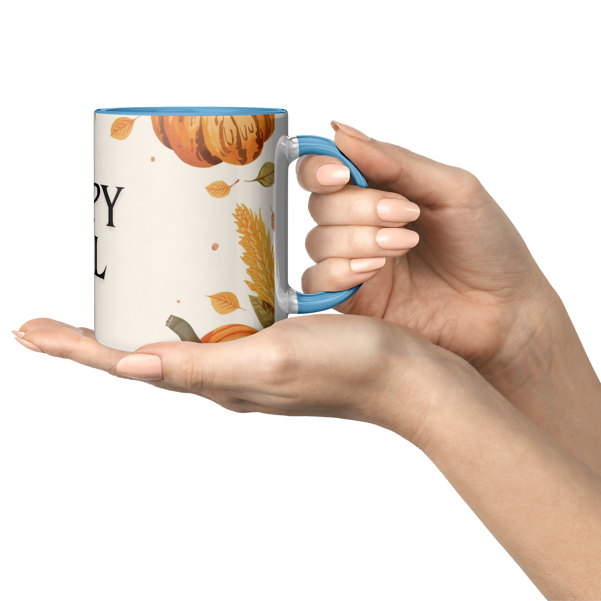 Happy Fall Mug Blue Handle
