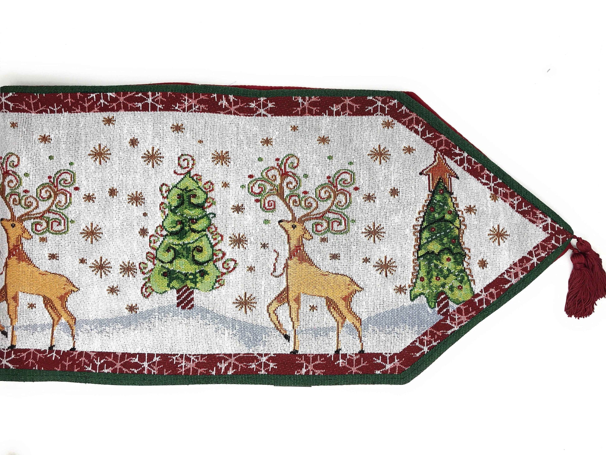 Tache Winter Forest Reindeer Vintage Holiday Woven Tapestry Table Runners (9192TR)