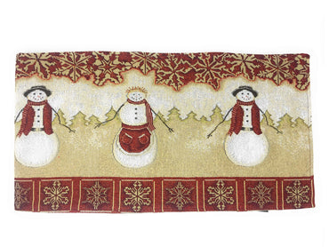 Tache Mr. & Mrs. Snowman Couple Woven Tapestry Table Runners (10323TR)