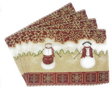 Tache Mr. & Mrs. Snowman Couple Woven Tapestry Placemat Set of 4 (10323PM)