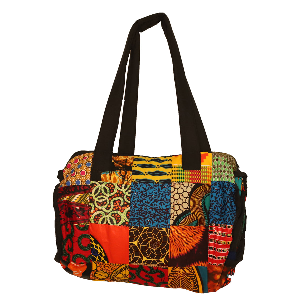 Kitenge Patch Duffle Bag 03 Handmade in Tanzania Authentic - Rosetta Creative Boutique
