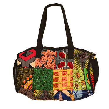 Kitenge Patch Duffle Bag 03 Handmade in Tanzania Authentic - Rosetta Creative Boutique