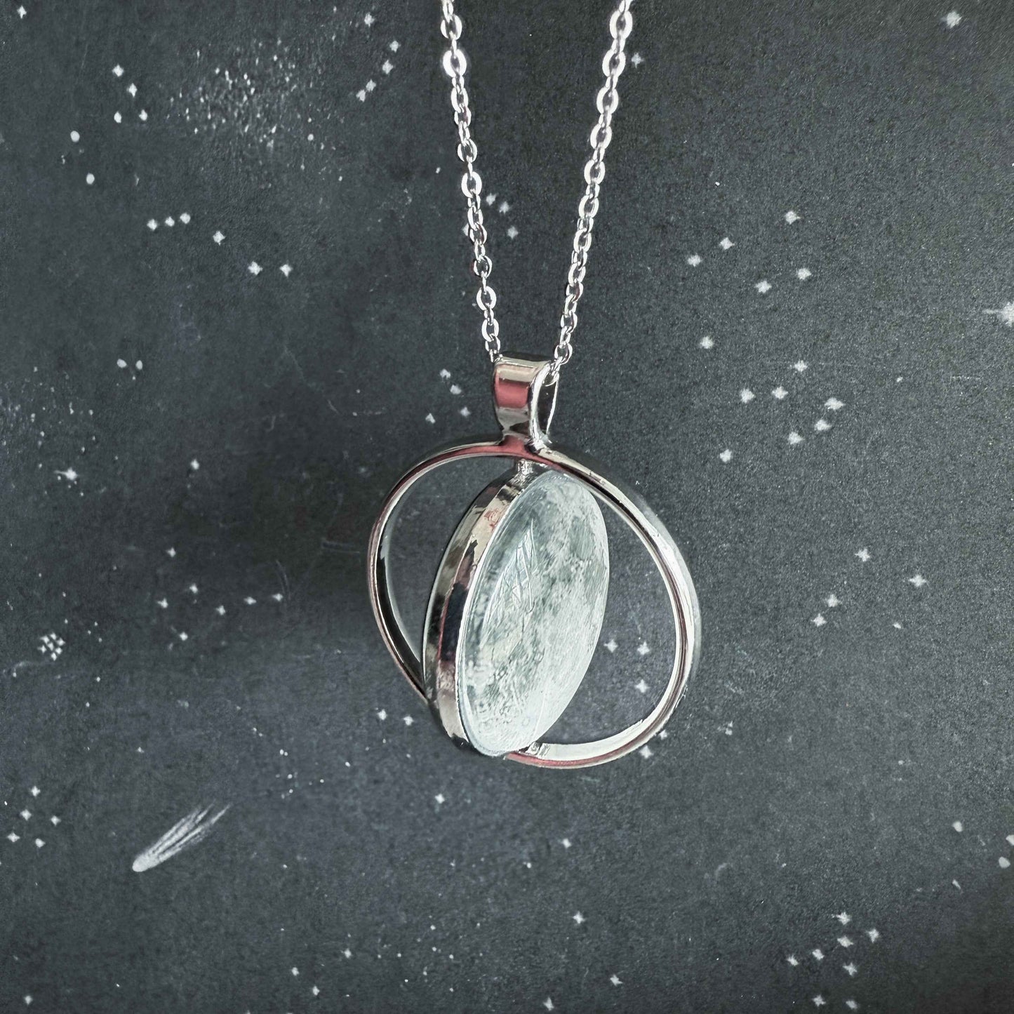 Full Moon Double Sided Fidget Pendant Necklace