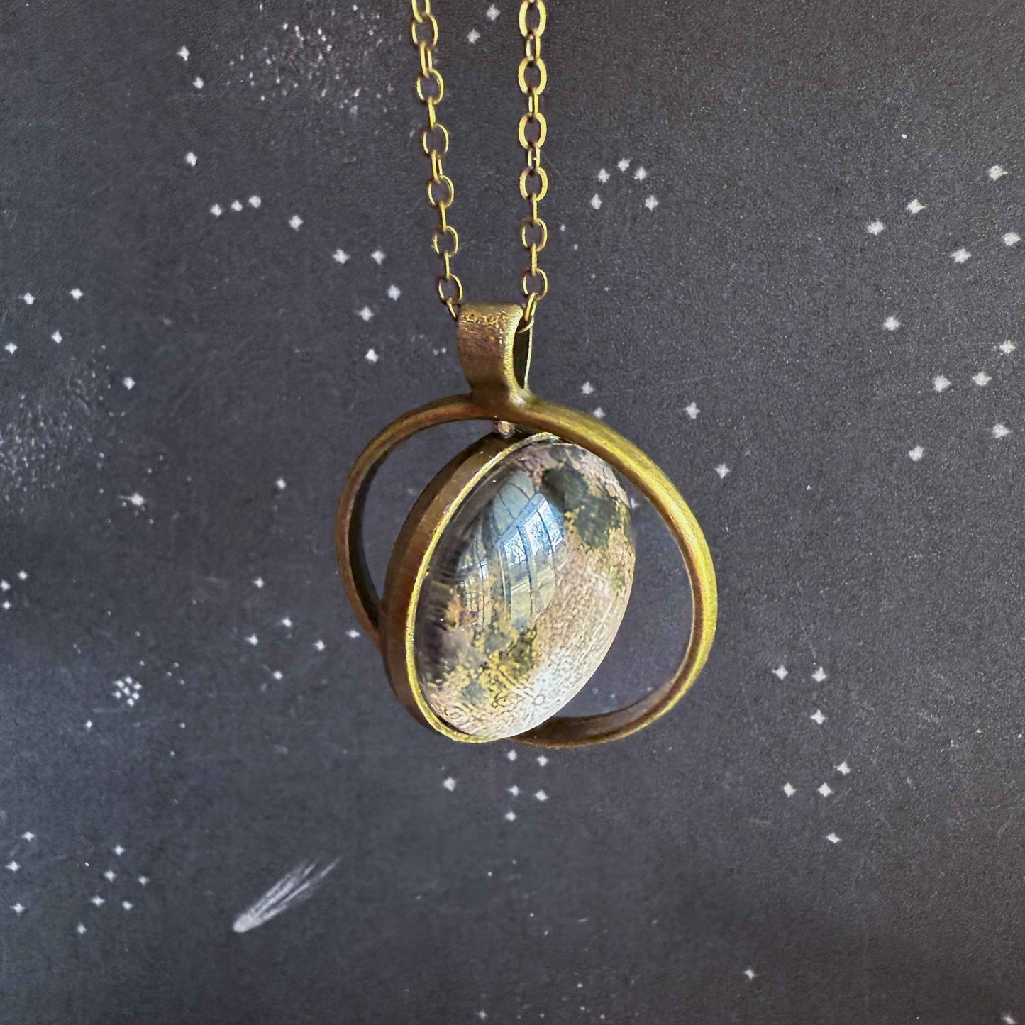 New Moon Double Sided Fidget Pendant Necklace