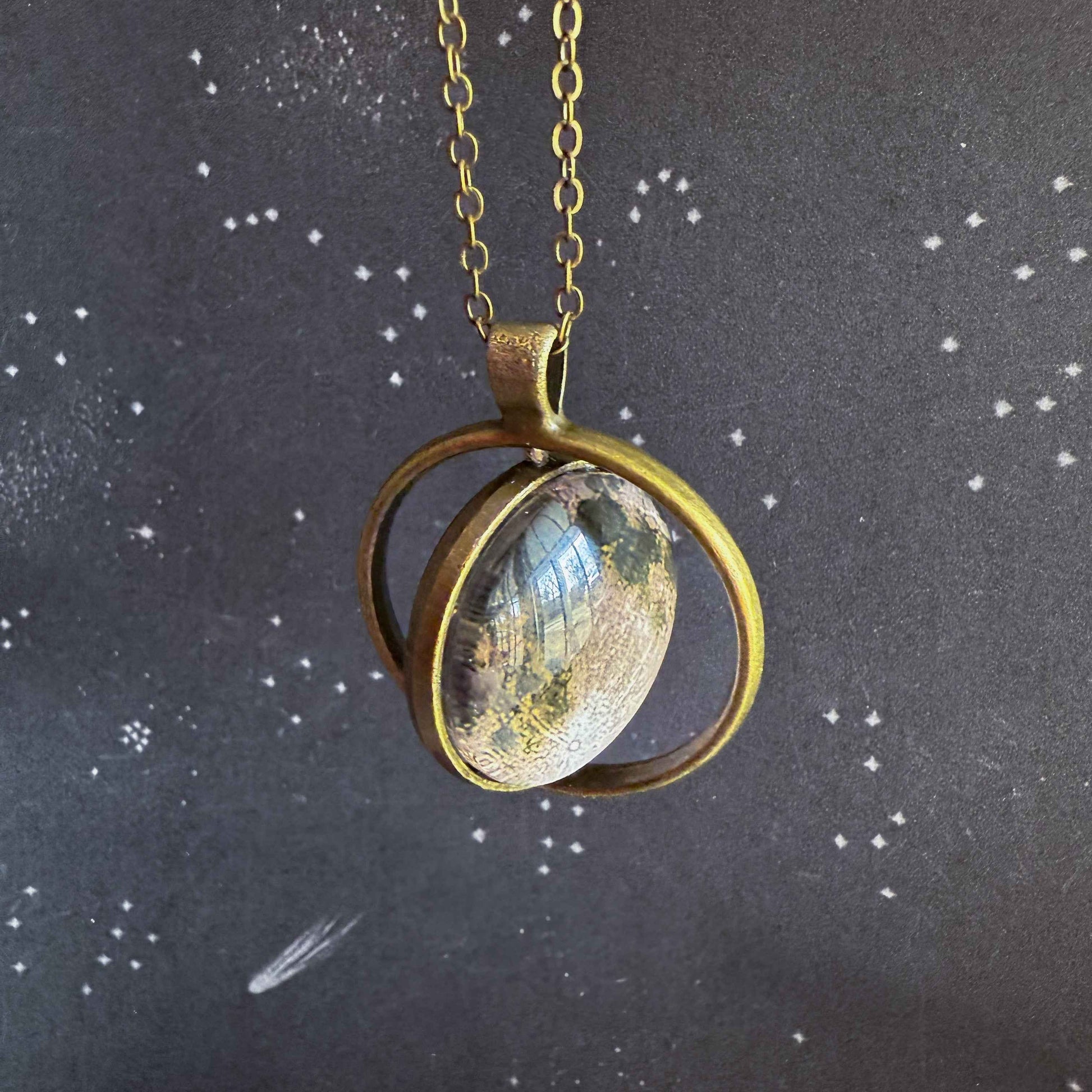 New Moon Double Sided Fidget Pendant Necklace