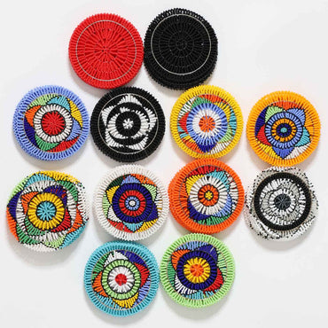 Hand Beaded Coaster Set Of Six By Zimbabwean Artisans Luangisa Home Decor Gift