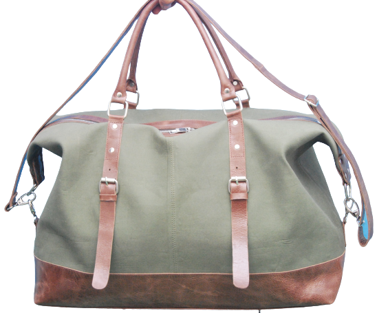 Premium Wax Canvas Duffel Bag Vintage Leather Holdall Overnight - Rosetta Creative Boutique