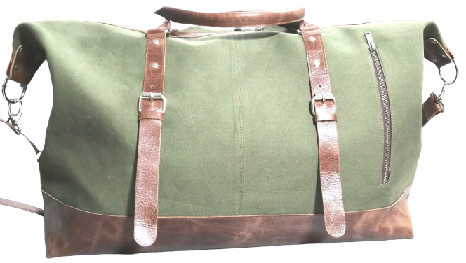 Premium Wax Canvas Duffel Bag Vintage Leather Holdall Overnight - Rosetta Creative Boutique