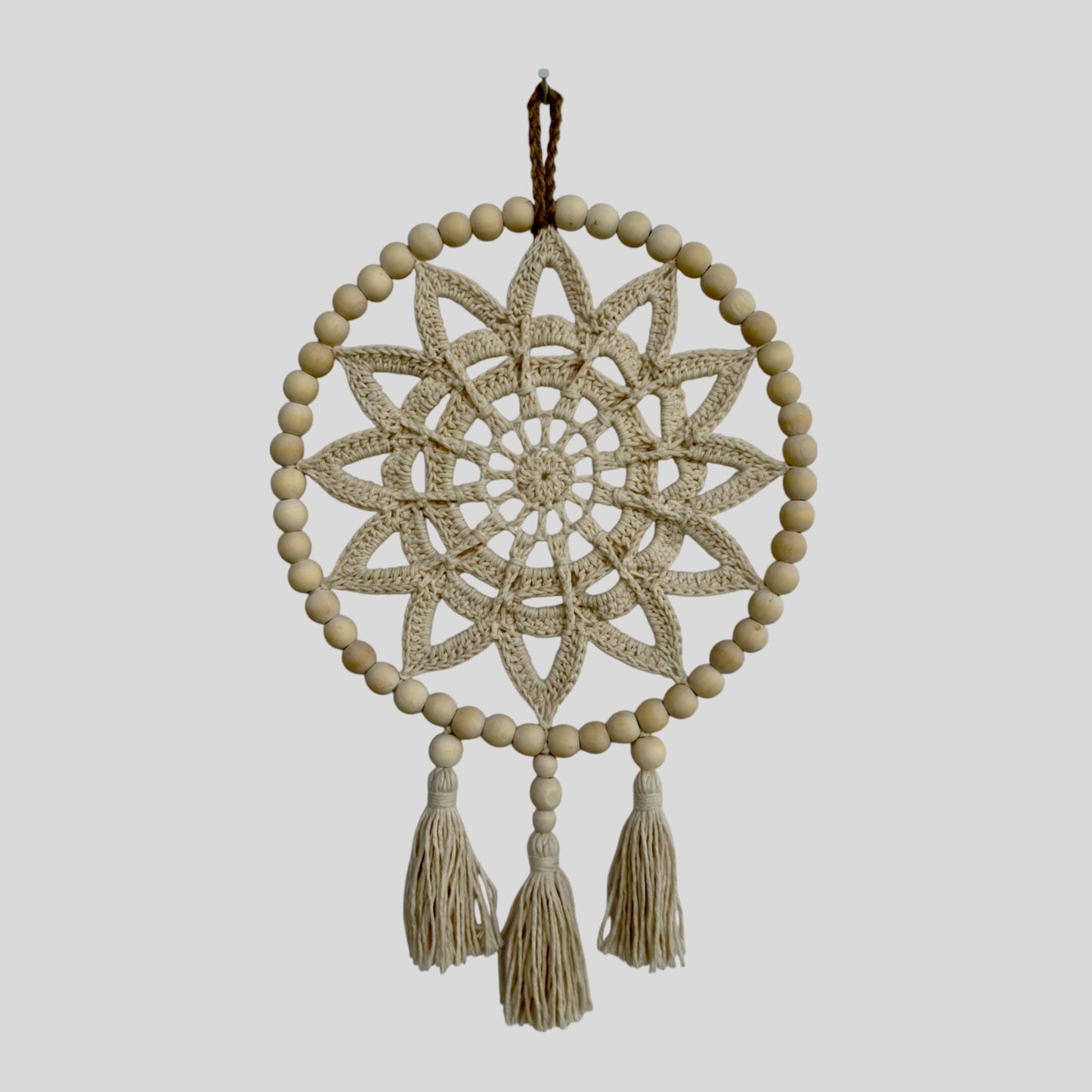10 Inch Wood Bead Frame Macrame Dreamcatcher Nursery Decor - Rosetta Creative Boutique