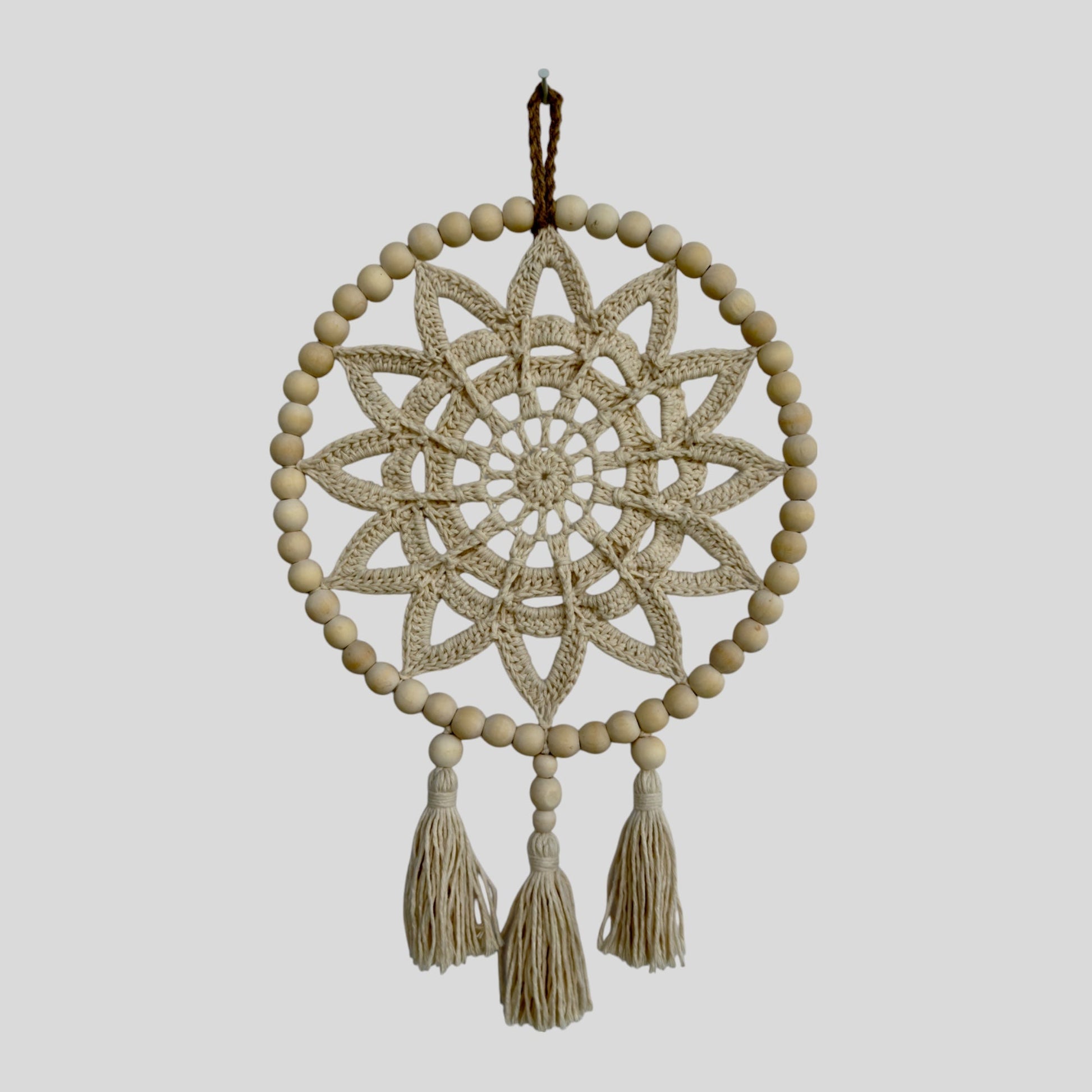 10 Inch Wood Bead Frame Macrame Dreamcatcher Nursery Decor - Rosetta Creative Boutique