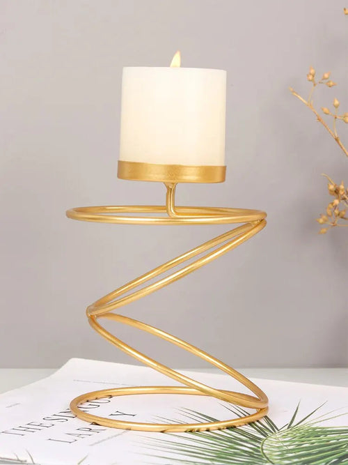 Luxury Style Metal Candle Holders Gold Finish For Contemporary Home Decor