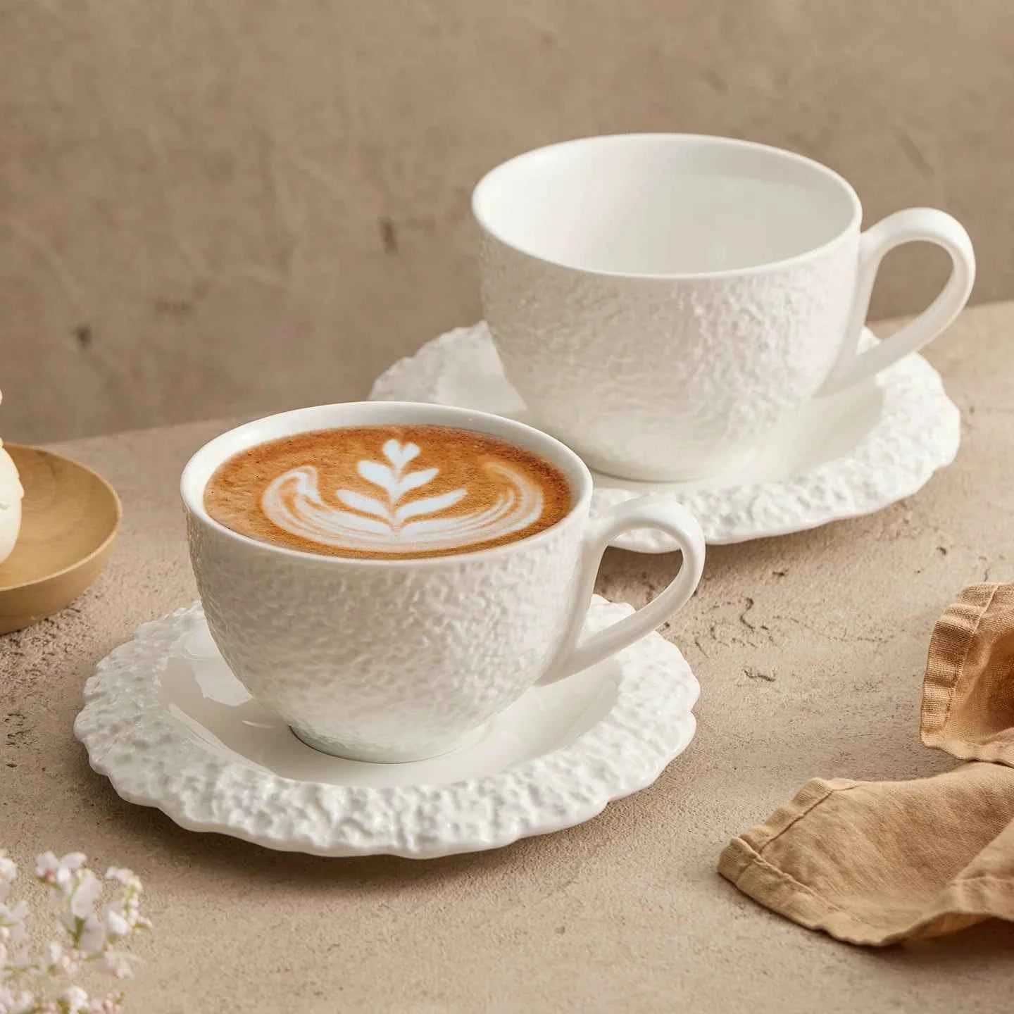 Rock Texture Ceramic Coffee Cup & Saucer Set – Elegant High-End Personal Cafe Mug