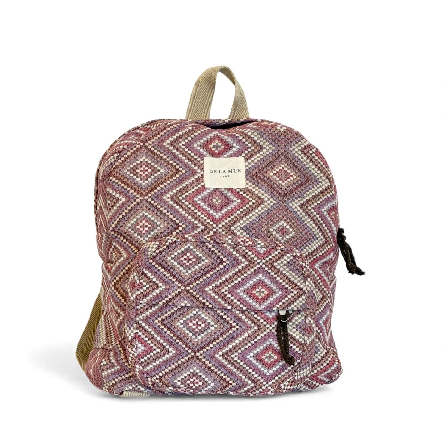 Geometric Jacquard Backpack – Pink & Lilac (Nana)