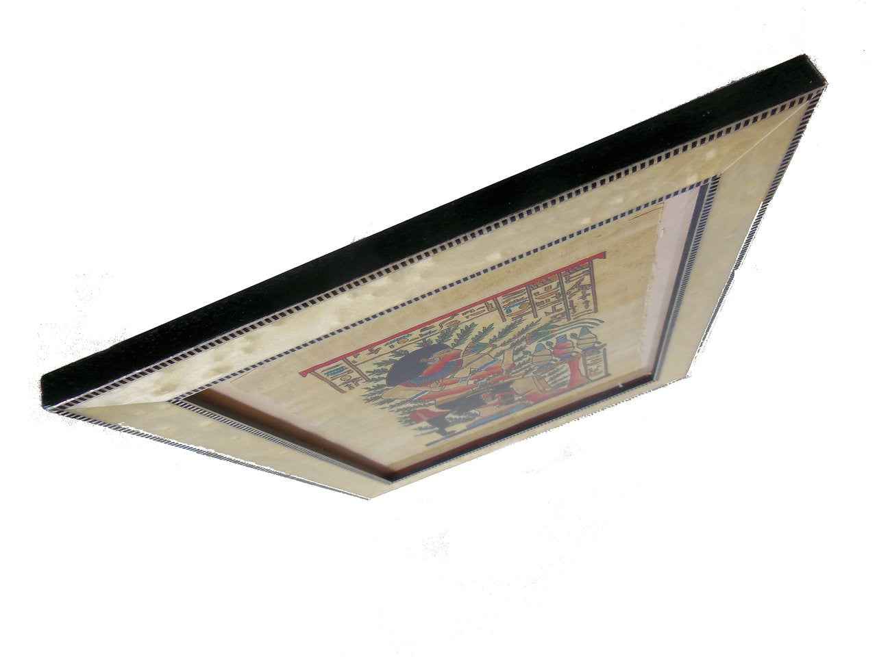 Giant Pharaoh.  Papyrus painting from Egypt in Italian frame.