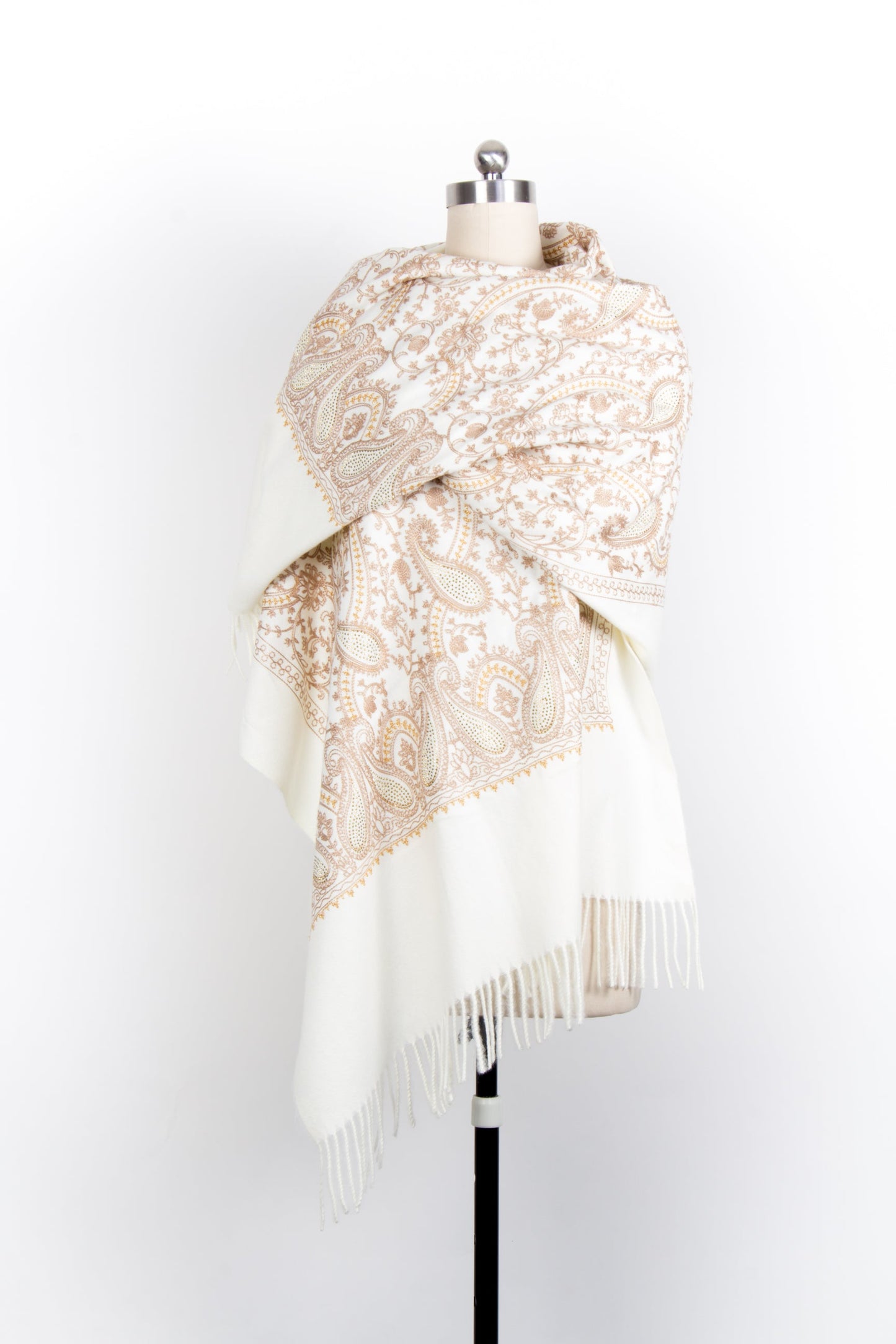 Shimmering Embroidered Reversible Scarf