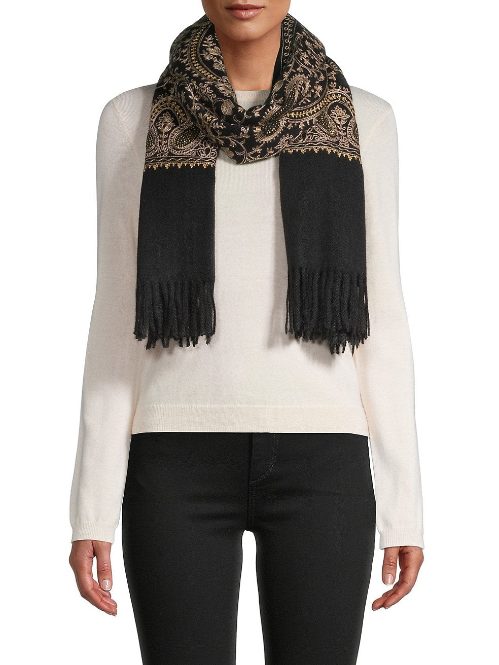 Shimmering Embroidered Reversible Scarf
