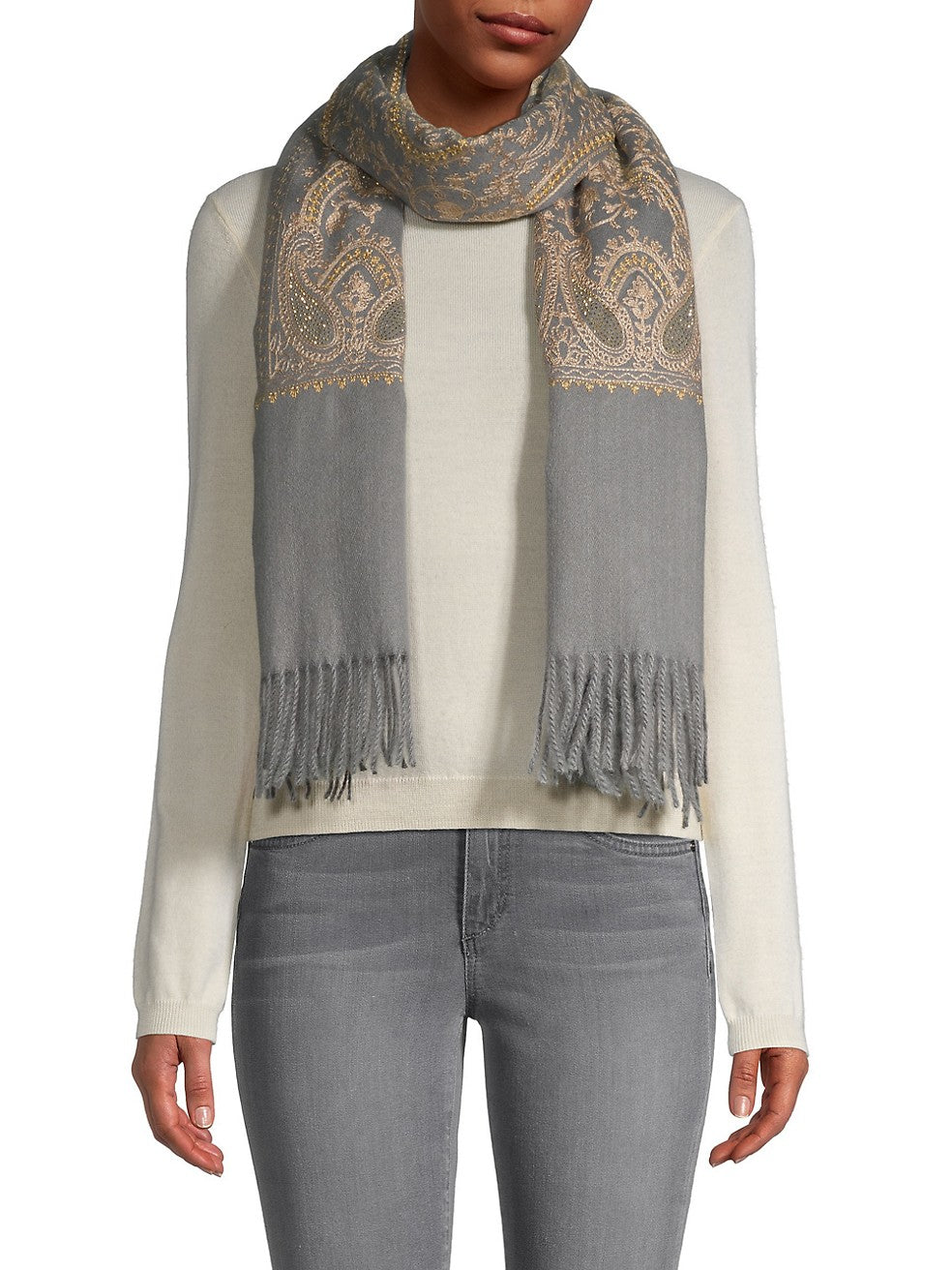 Shimmering Embroidered Reversible Scarf