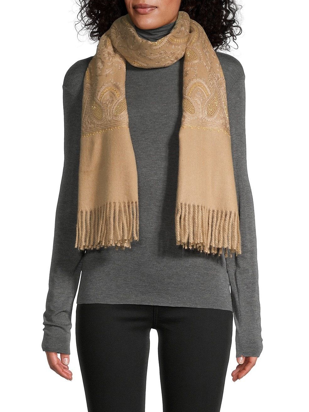 Shimmering Embroidered Reversible Scarf