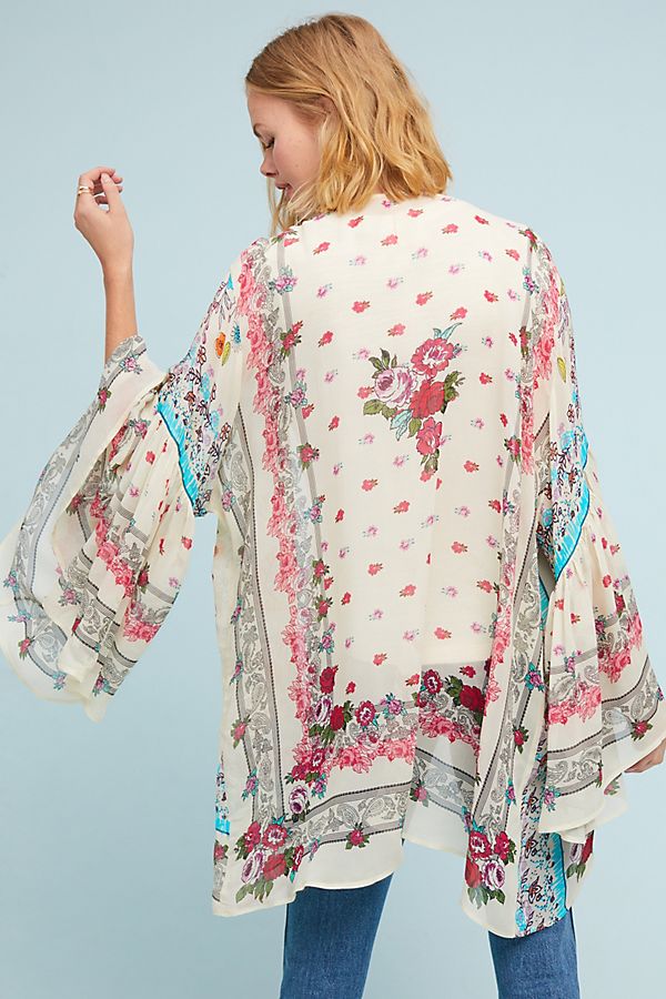 Mystical Garden Ruffle Sleeve Kimono – Pink