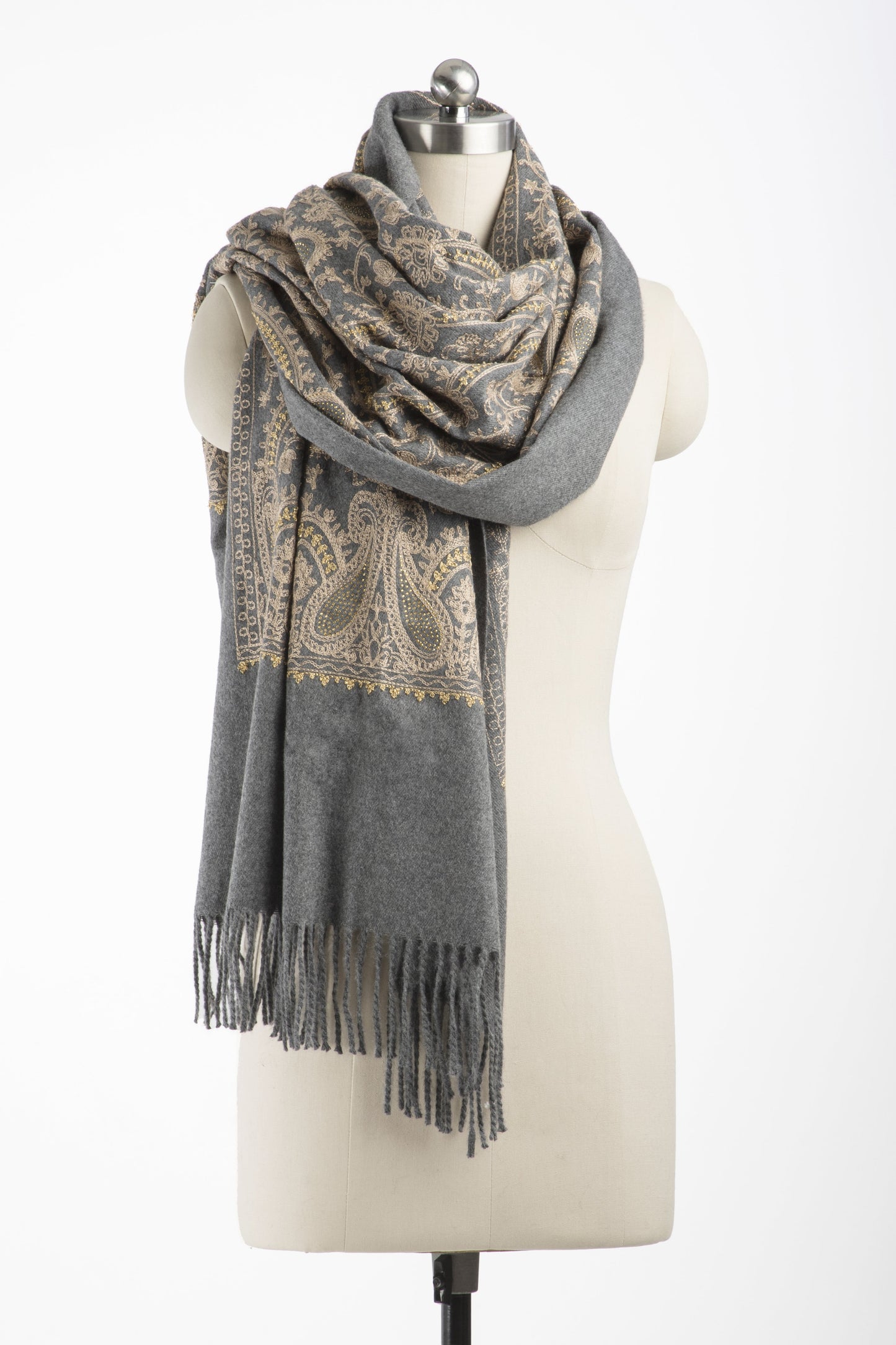Shimmering Embroidered Reversible Scarf