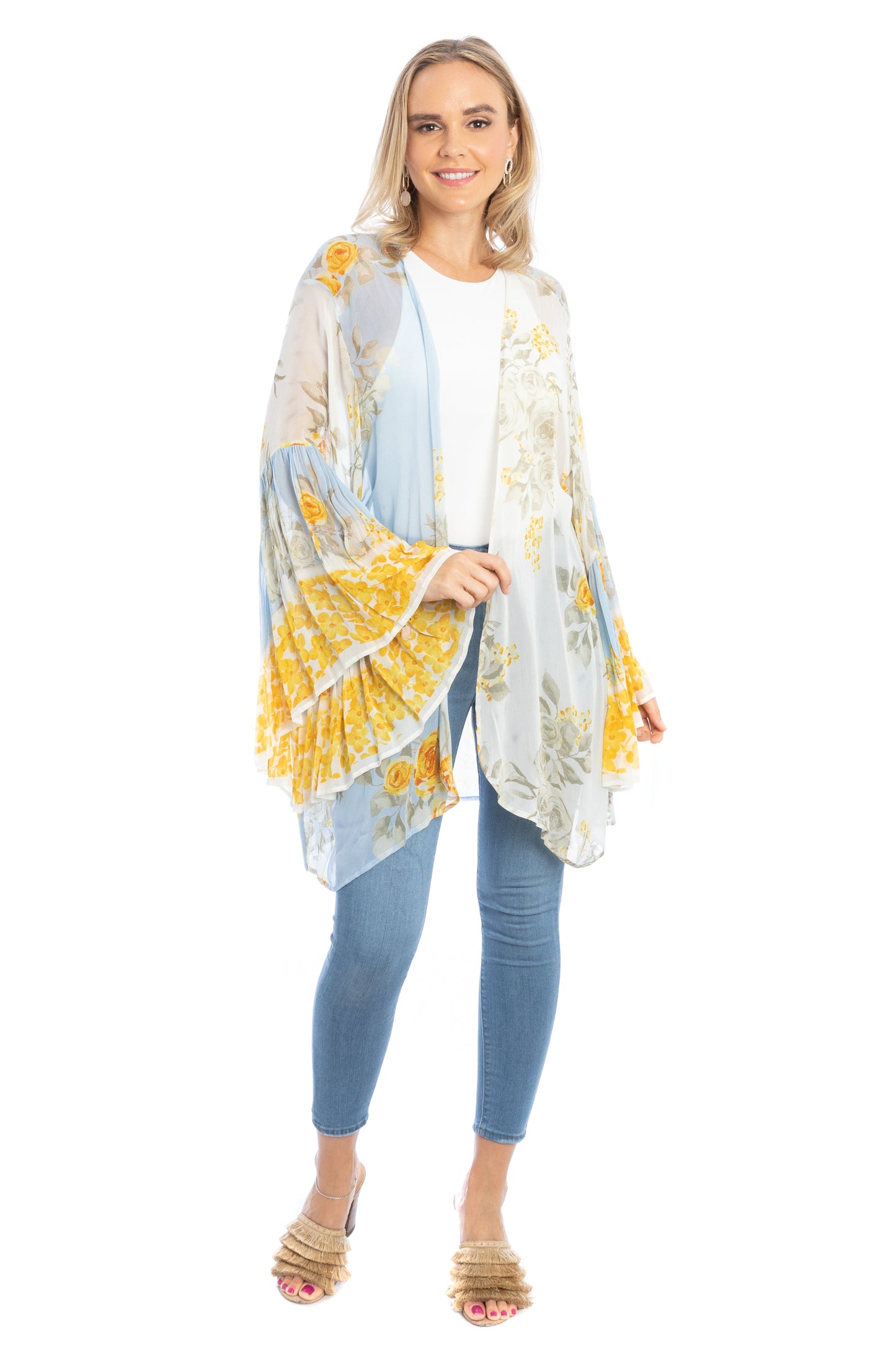 Mystical Garden Ruffle Sleeve Kimono
