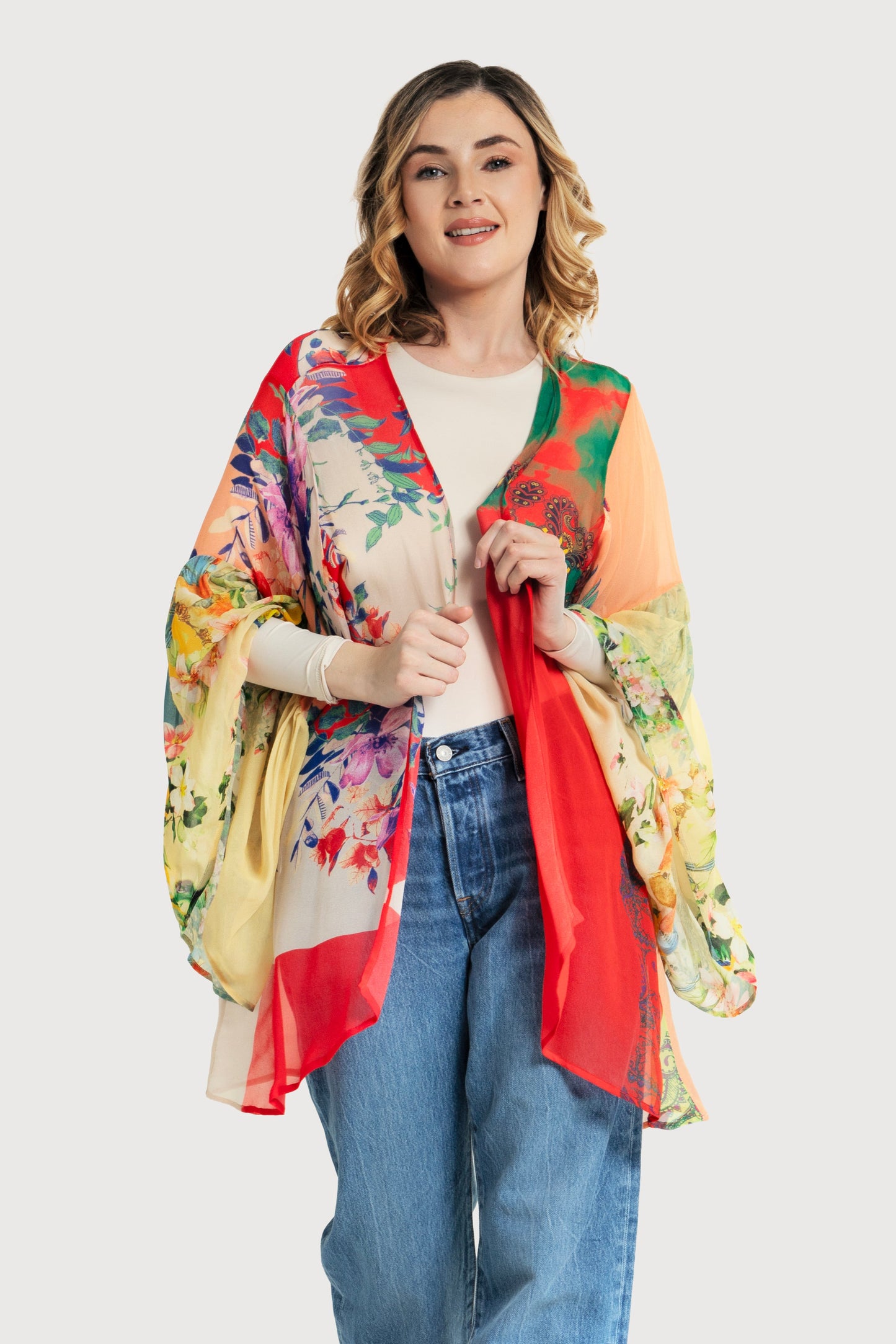 Mystical Garden Ruffle Sleeve Kimono