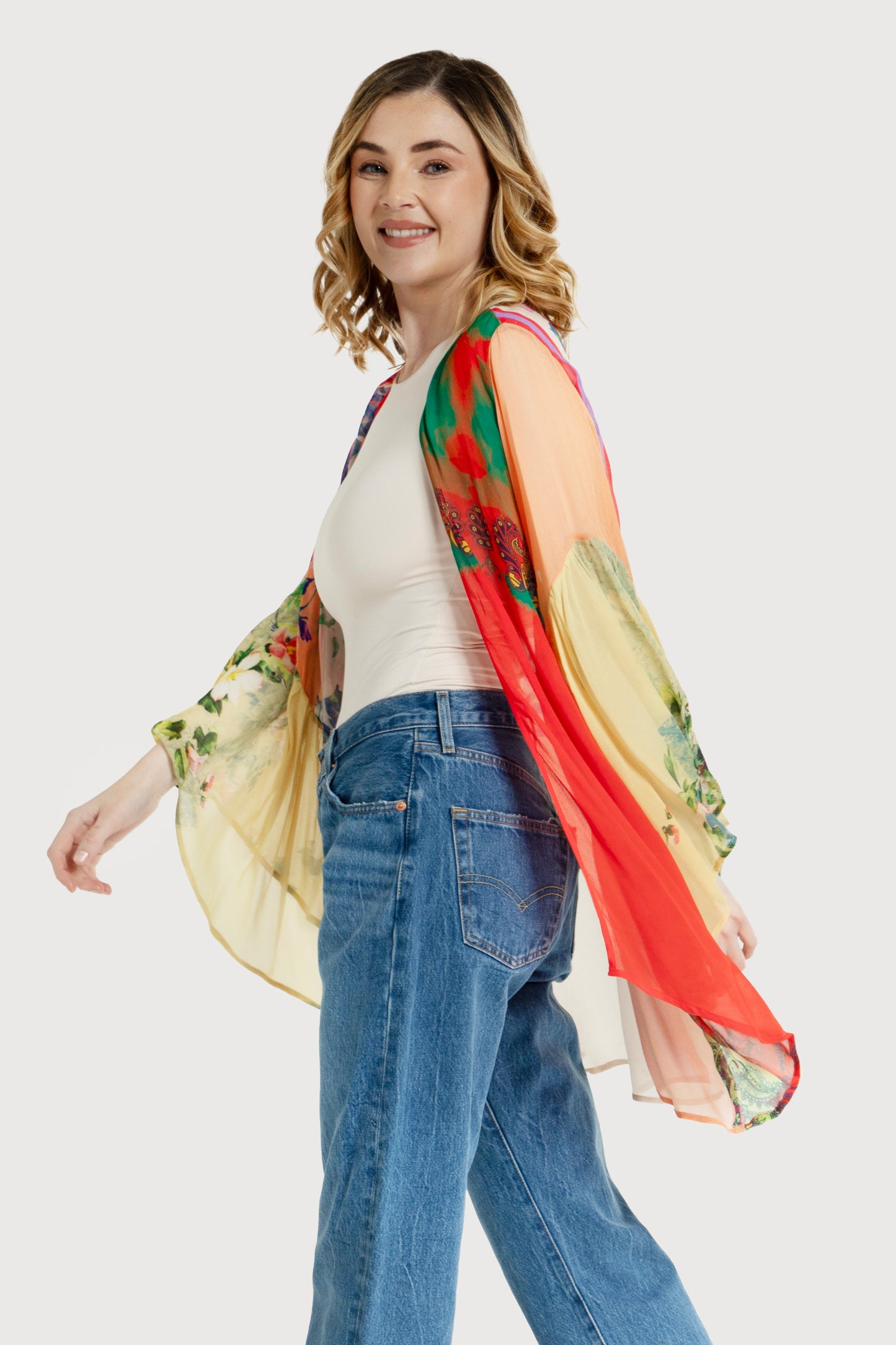 Mystical Garden Ruffle Sleeve Kimono