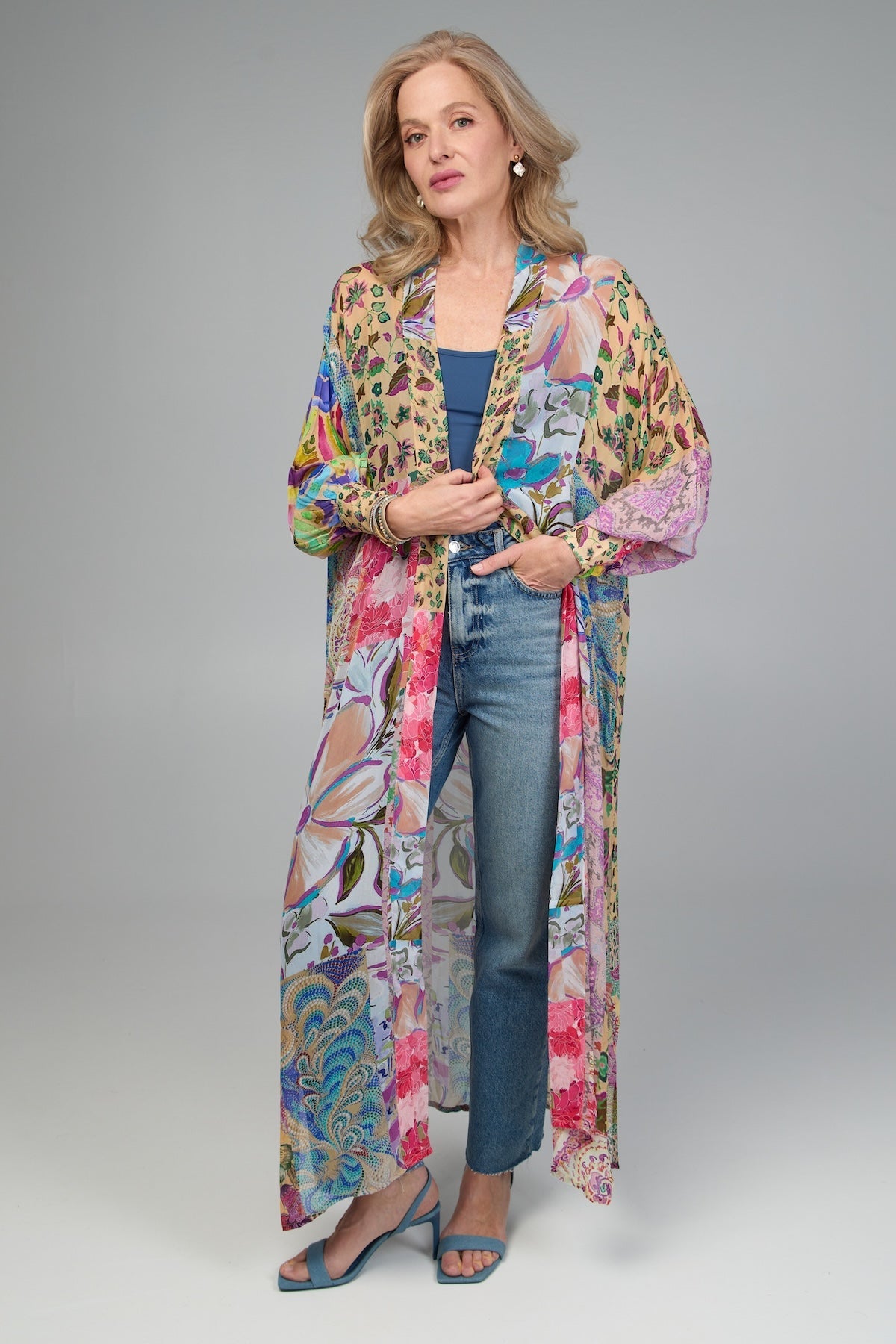 Floral Patch Long Kimono