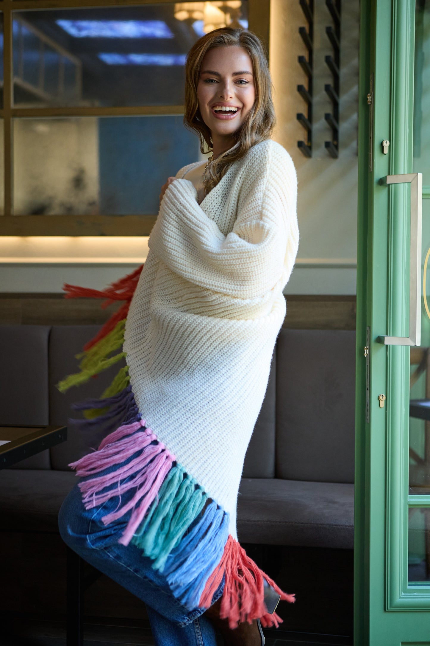 Rainbow Tassel Knit Kimono