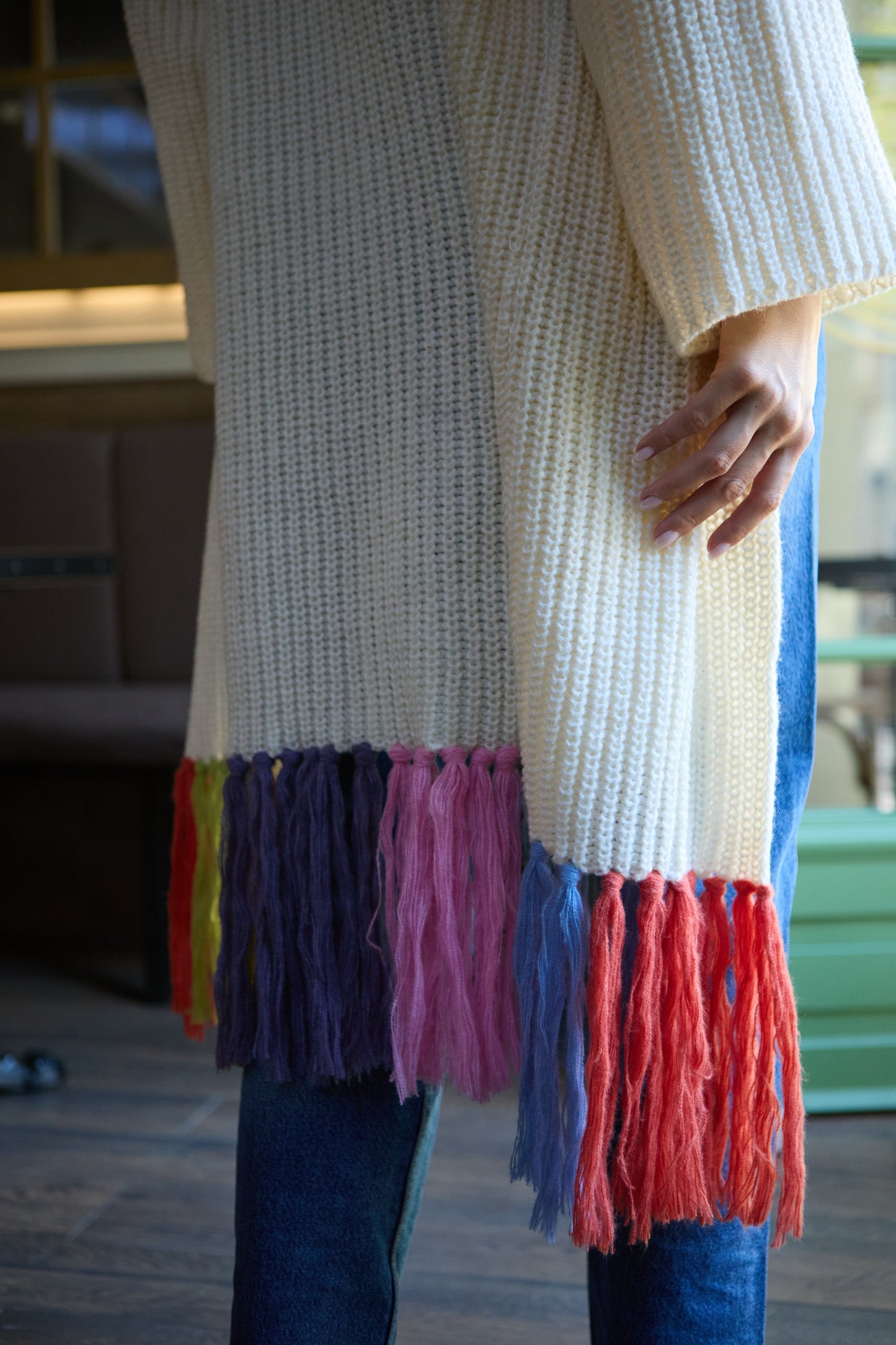 Rainbow Tassel Knit Kimono