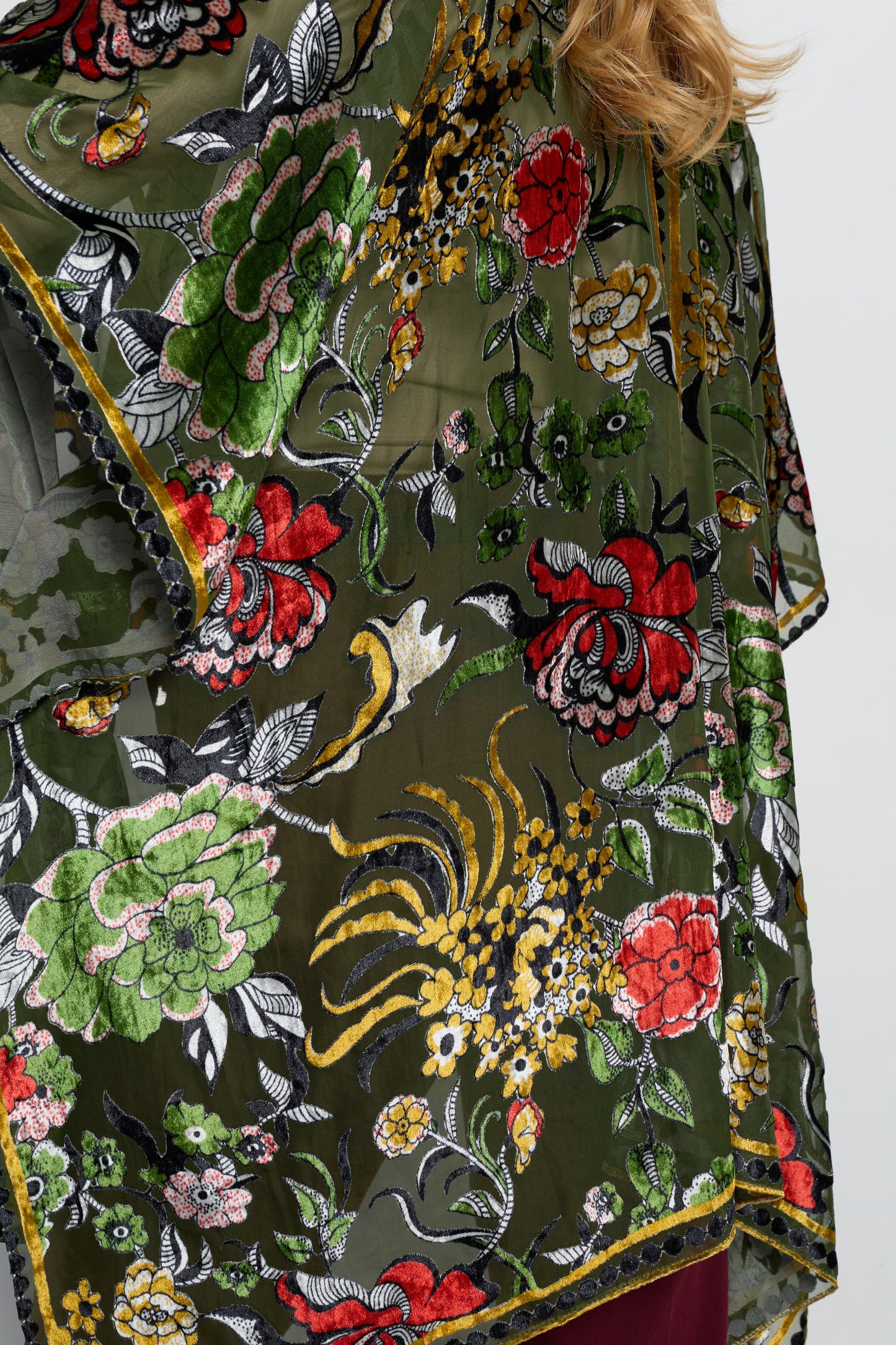 Floral Sheer Velvet Ruana