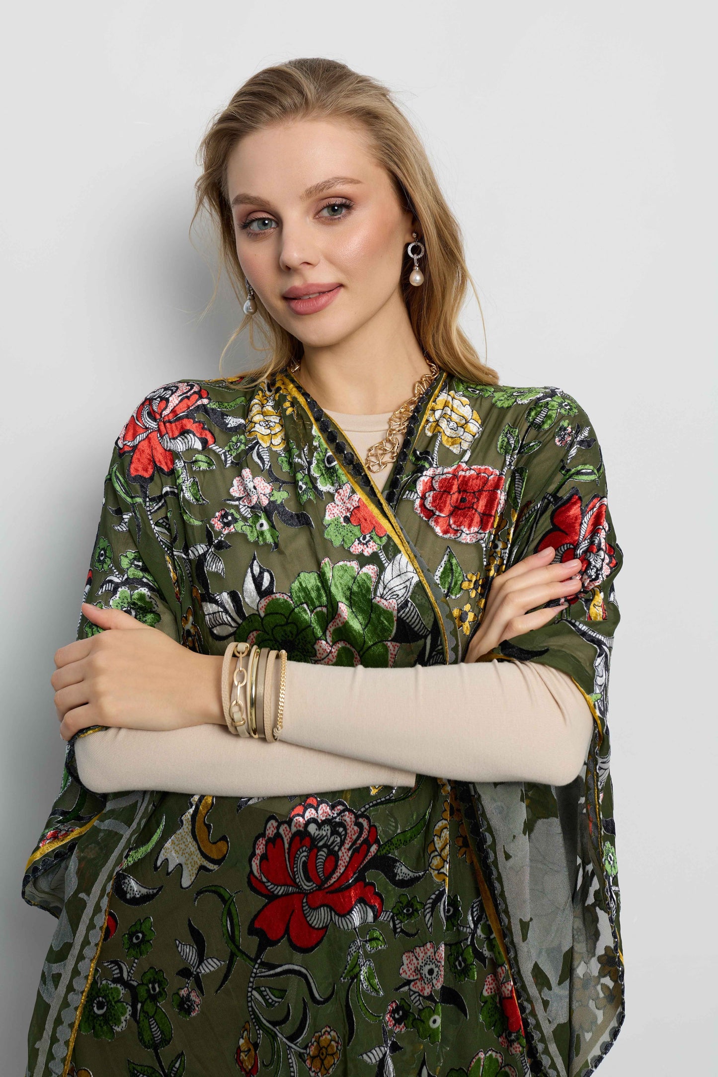 Floral Sheer Velvet Ruana