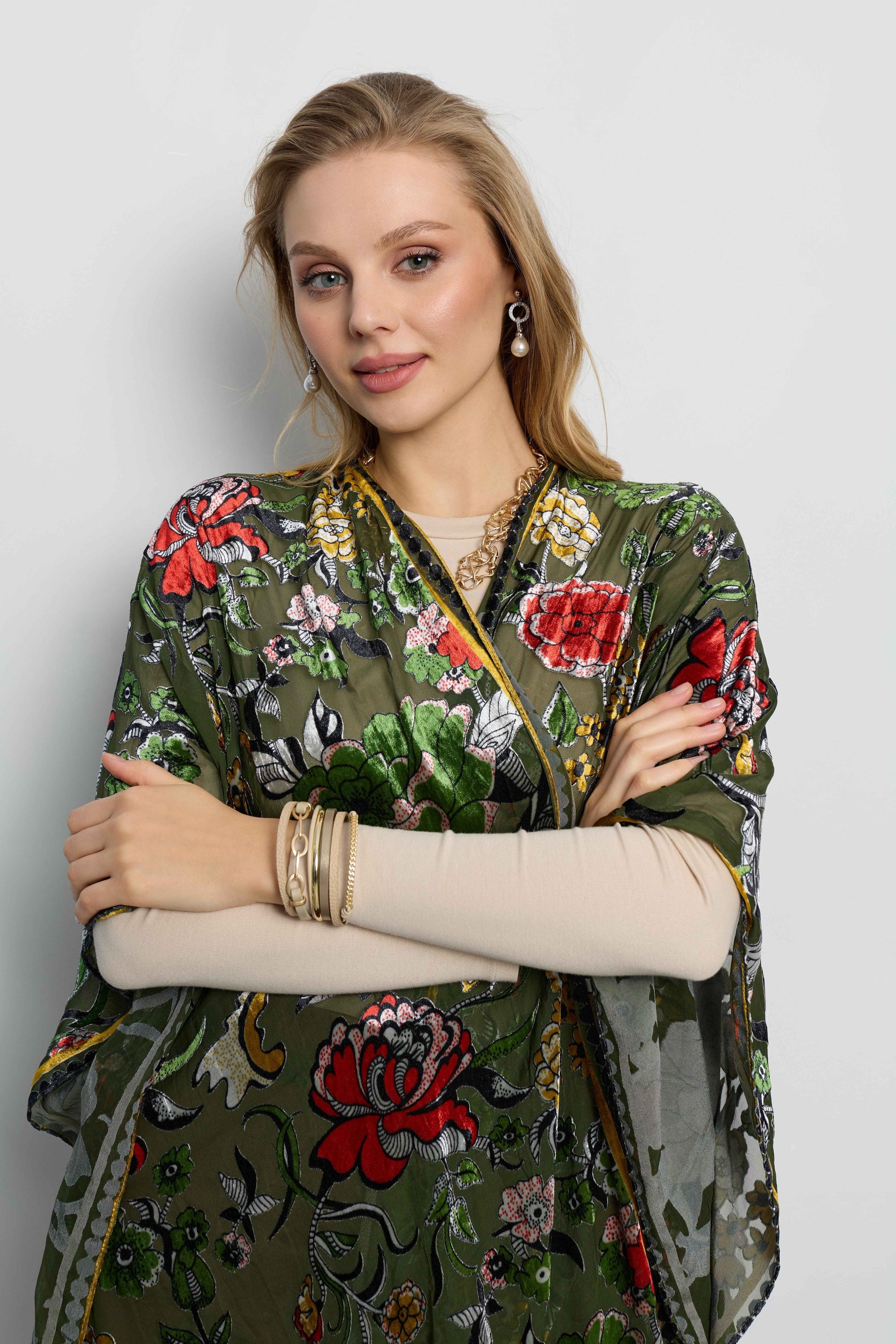 Floral Sheer Velvet Ruana