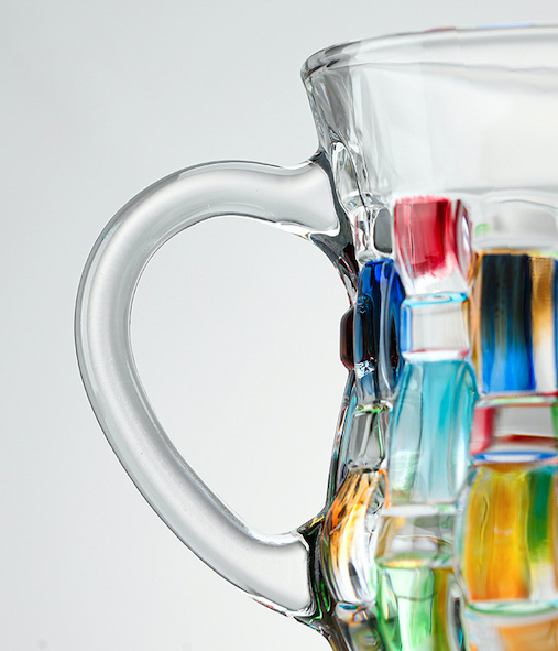 Retro Hand-Painted Colored Glass Cup with Handle & Saucer – Coffee & Tea Mug-2