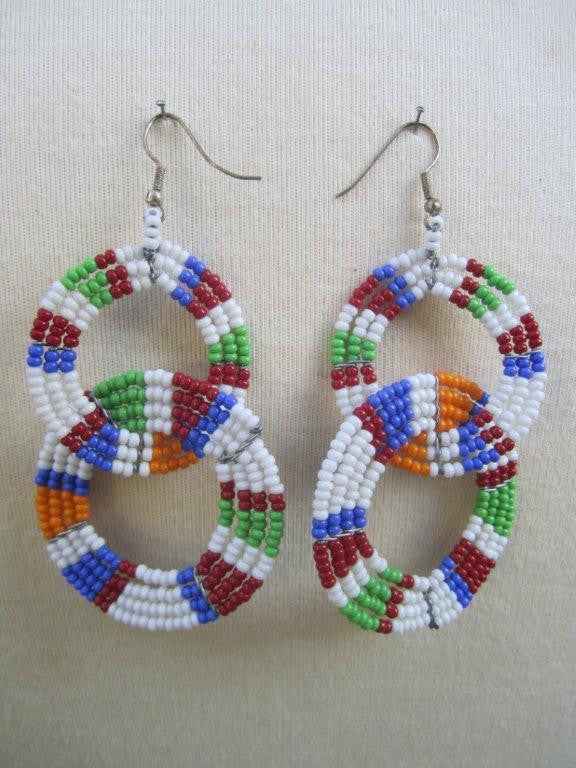 Maasai Round Two Tier Beaded Earrings Maasai Colors