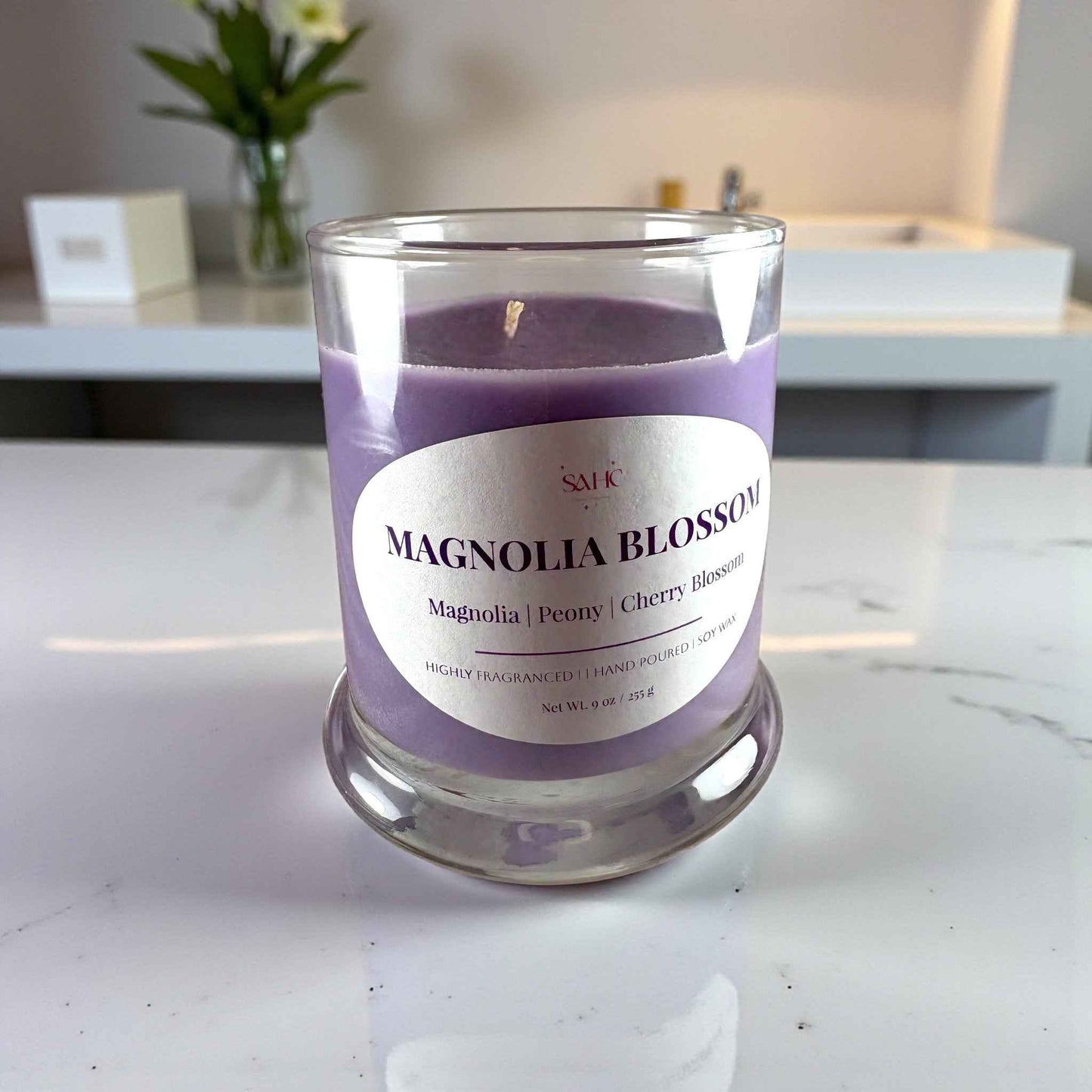 Magnolia Cherry Blossom Scented Soy Candle 9 oz Home Fragrance