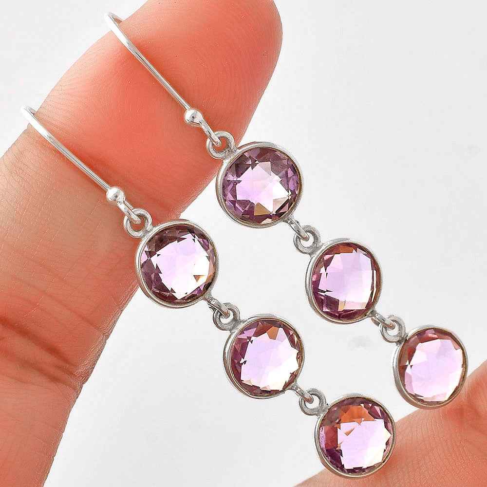 Amethyst Briolette Checker - Brazil Earrings E-1007 SDE80981