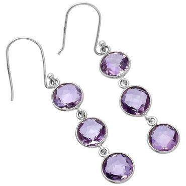Amethyst Briolette Checker - Brazil Earrings E-1007 SDE80981