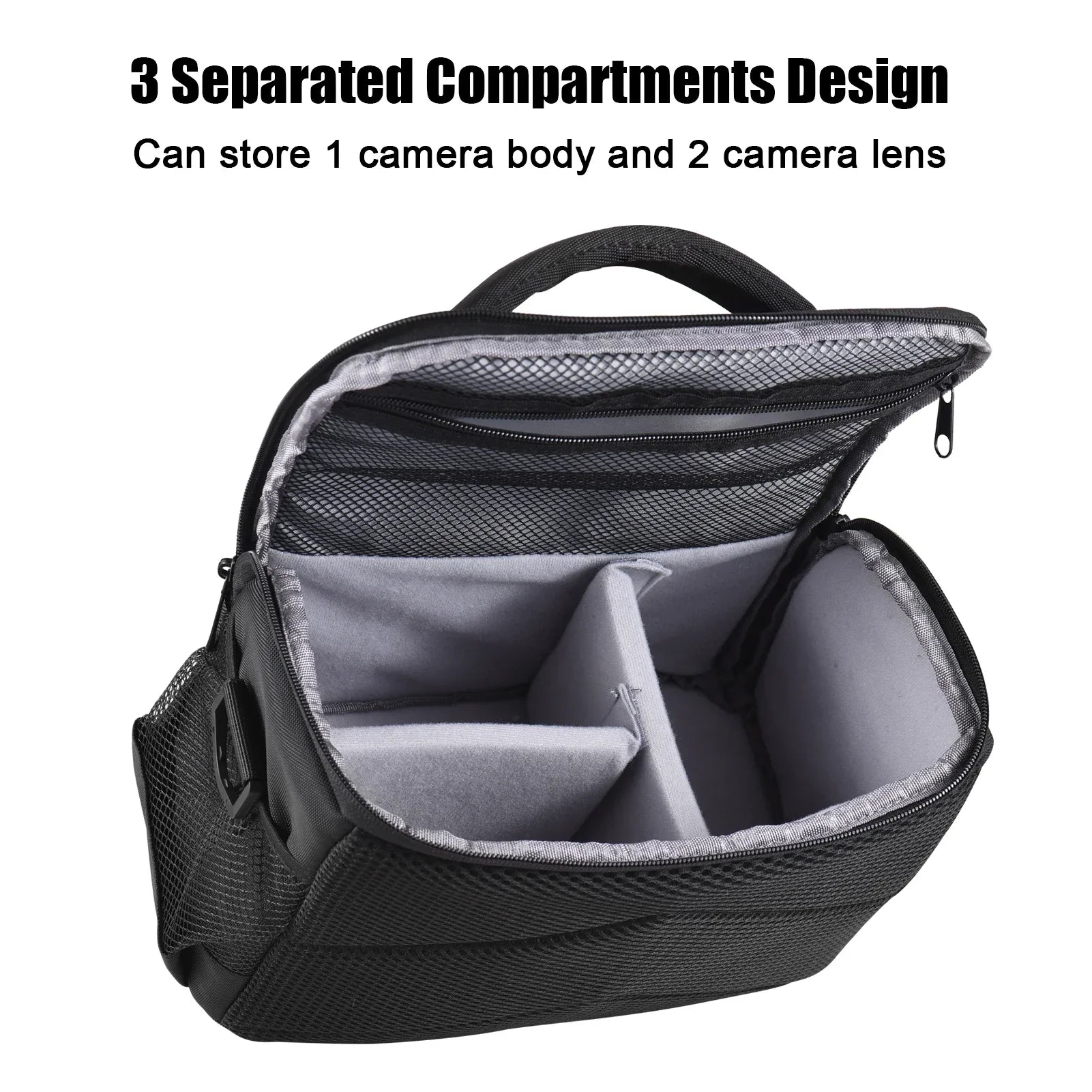 Camera Shoulder Bag Travel Case Black Shockproof Padding - Rosetta Creative Boutique