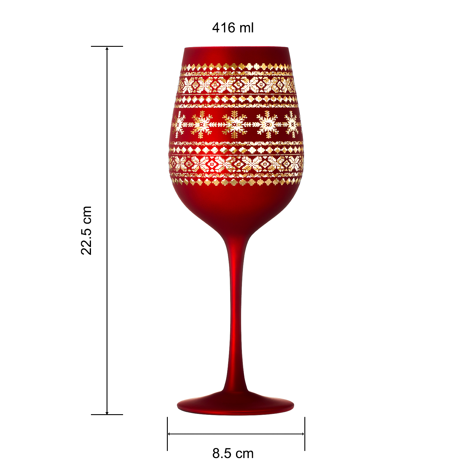 Crystal Stemmed Christmas Wine Glasses Goblets - Set of 2 - Vibrant Themed Red & Gold Etched Winter Snow Wonderland Frosted Glass, Perfect Holiday Themed Seasonal Parties, Great for Christmas & Gifts-3