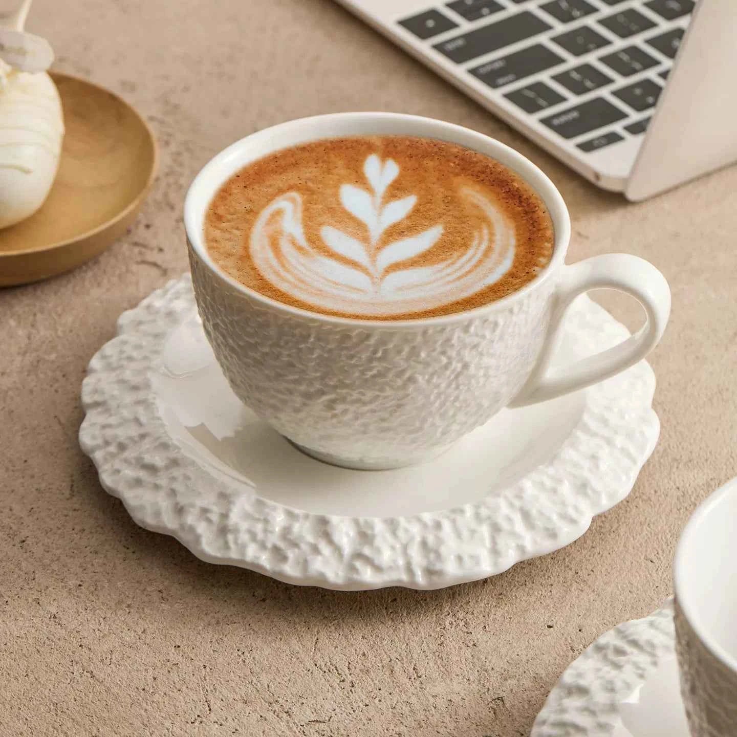 Rock Texture Ceramic Coffee Cup & Saucer Set – Elegant High-End Personal Cafe Mug