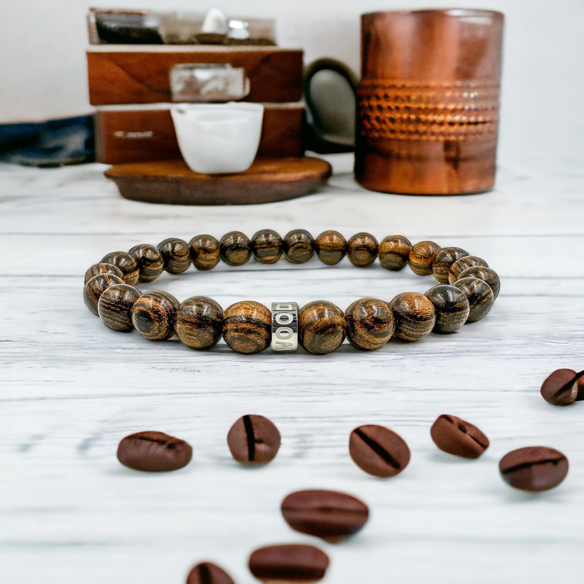 Cascade Tigerskin Mala Bracelet Tigerwood Beads 8mm - Rosetta Creative Boutique