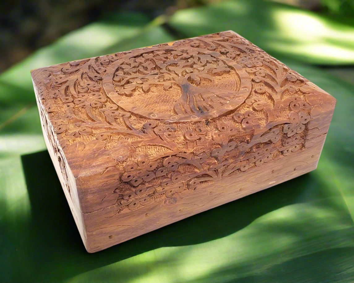 Tree of Life Wooden Keepsake Box for Jewelry and Crystals - Rosetta Creative Boutique