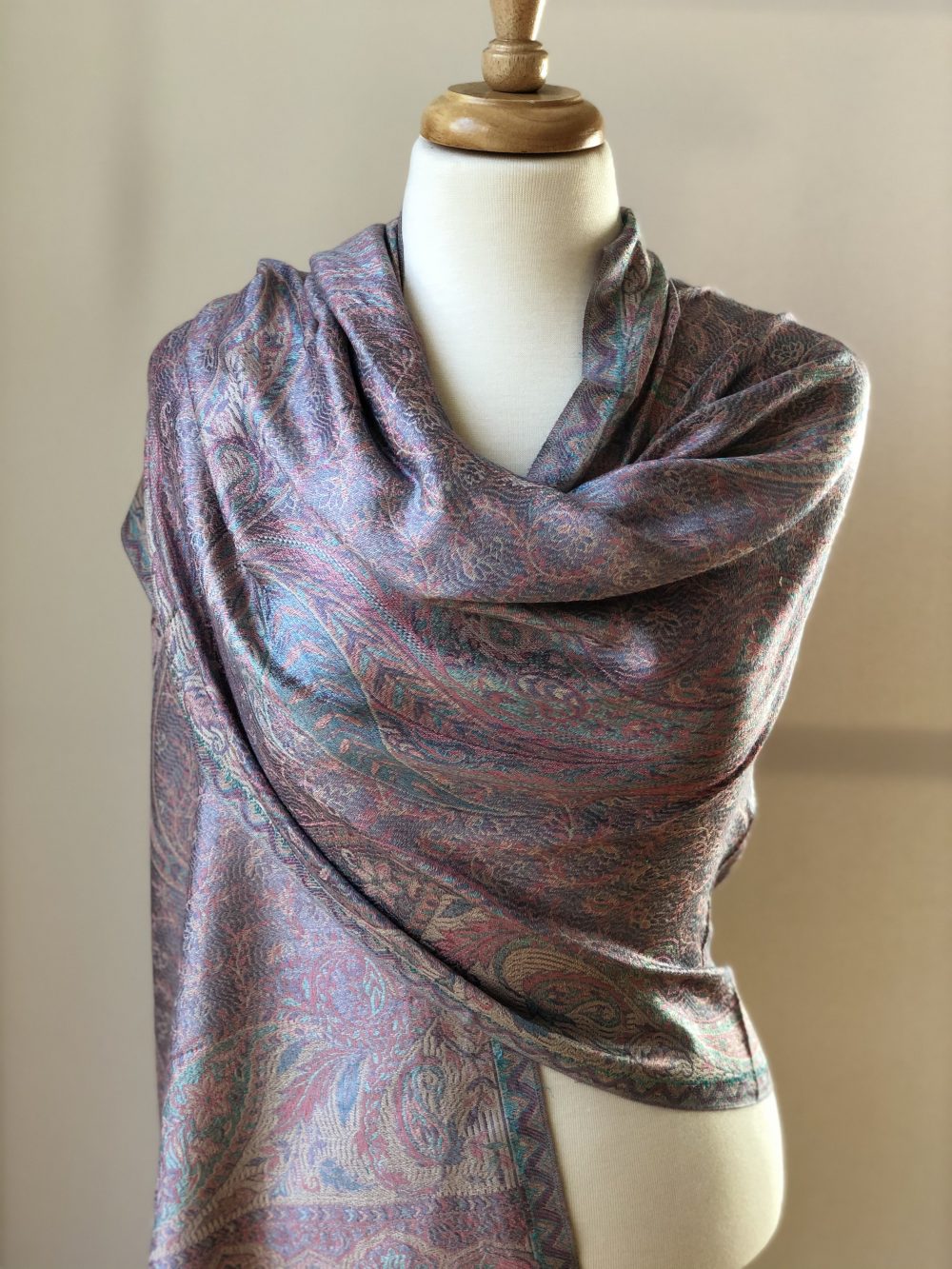 Kashmir Inspired Light Pink Jamawar Pashmina Scarf - Rosetta Creative Boutique