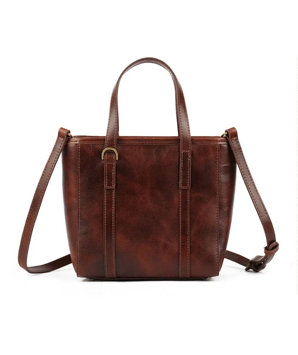 Vintage Leather Tote Bag with Gold Hardware for Antique Charm and Timeless Style - Rosetta Creative Boutique